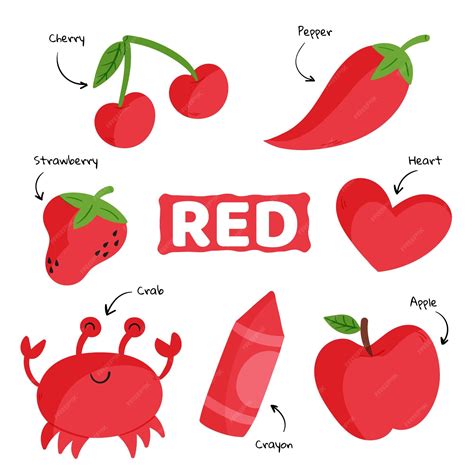 Premium Vector Red Color With Vocabulary Set In English