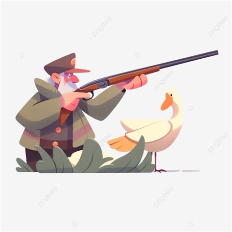 Cazador Apuntando Con Escopeta Rifle Al Pato PNG Cazador Caza