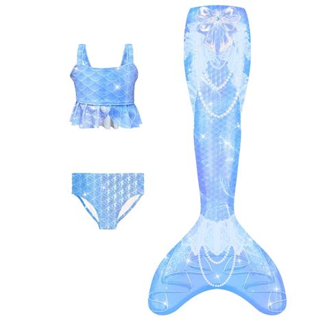 Hiijoy Big Girls 3 Piece Swimsuit Bathing Suits Bikini Fish Tail Set Sizes 4 13 Walmart