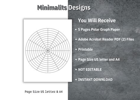 Polar Graph Paper, Printable Circular Graph Paper, Circular Grid Paper, Radial Graph Paper ...