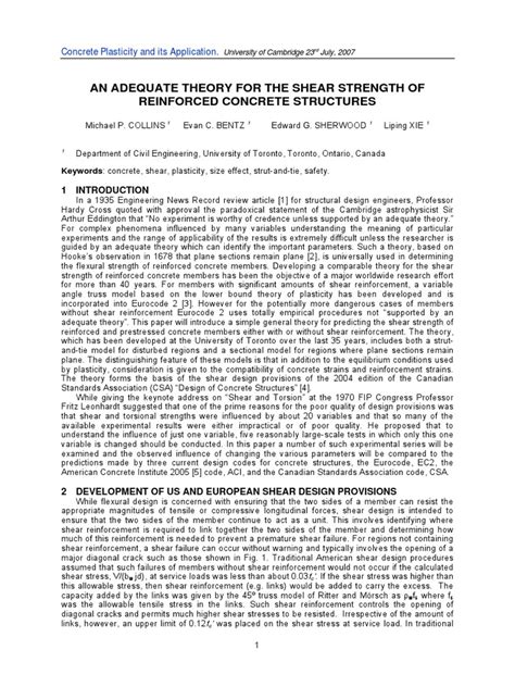 Shear Strength Concrete Structures | PDF | Strength Of Materials ...