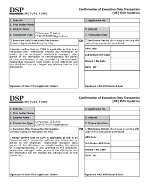 Fillable Online Confirmation Of Execution Only Transaction Or Euin