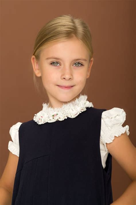 Cute Blonde Girl In Stylish Blue Dress Stock Photo Image Of Face Beautiful 219842810