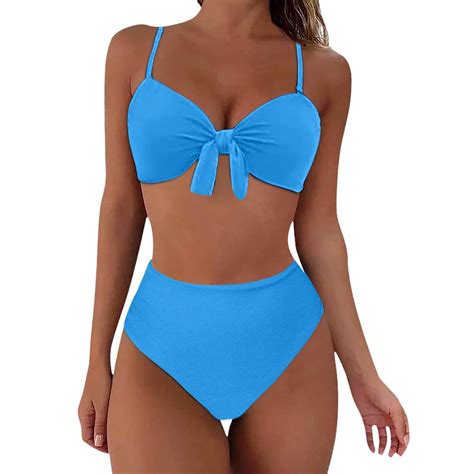 Rydcot Piece Swimsuit For Women High Waisted Bikini Set Tie Knot High Rise Two Piece Bathing