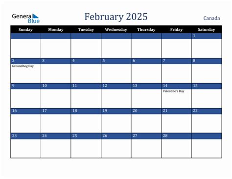 February 2025 Canada Holiday Calendar