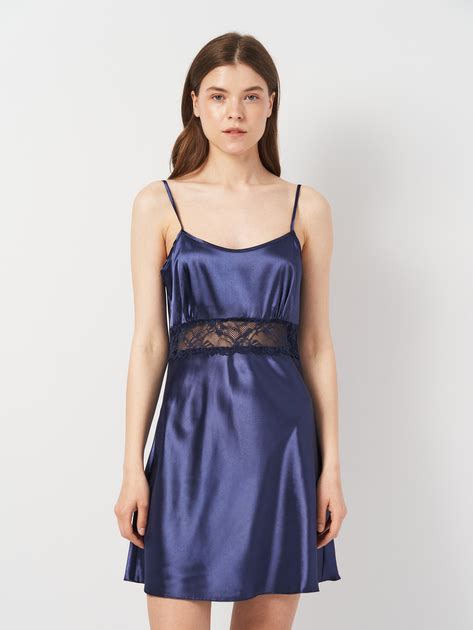 Нічна сорочка жіноча Martelle Lingerie M 101 атлас 40 L Темно синя MAR101070A Брендовий