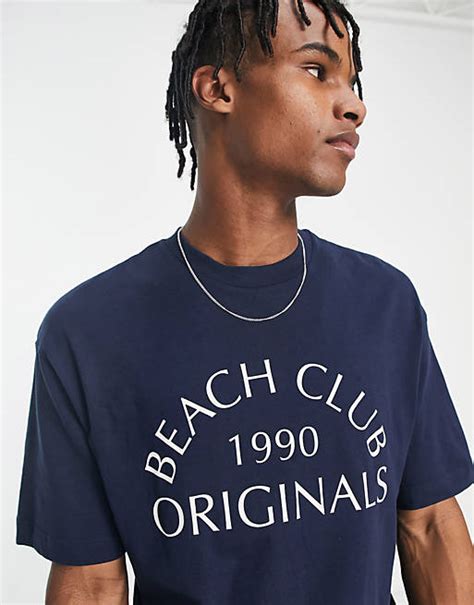 Jack & Jones Originals front print t-shirt in navy | ASOS