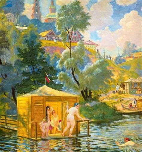 Б.М.Кустодиев. Купание. 1921 | Краска, Картины, Художники