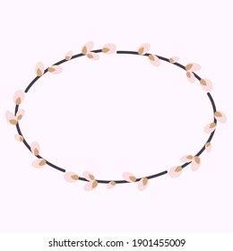 Pussy Willow Floral Circle Frame Over Royalty Free Licensable Stock Vectors Vector Art