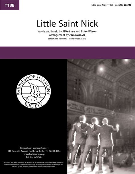 Little Saint Nick (TTBB) (arr. Nicholas) - Barbershop Harmony Society