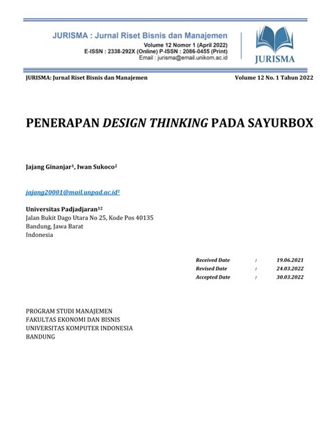 PDF PENERAPAN DESIGN THINKING PADA SAYURBOX