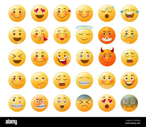 Smileys Emoticon Vector Set Smiley Yellow Emoji With Happy In Love