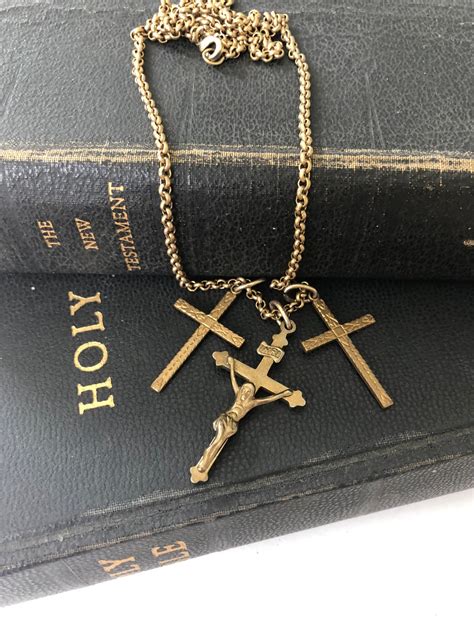 Triple Cross Necklace Religious Necklace Catholic Necklace - Etsy