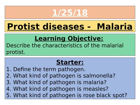 AQA GCSE 9-1 - Malaria (Protist disease) | Teaching Resources