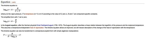 Solved Derive Vapor Pressure Temperature Equation Antoine Equation