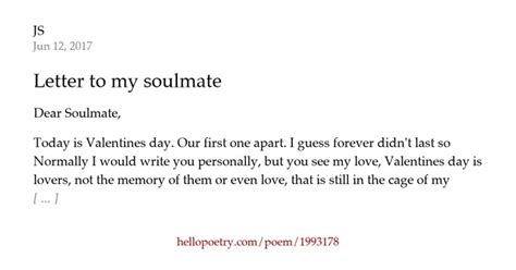 Letter To My Soulmate By Js Hello Poetry