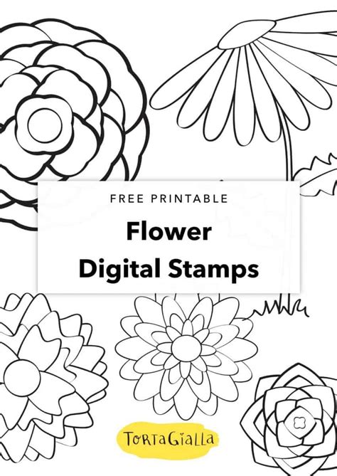 Free Flower Digital Stamps Tortagialla