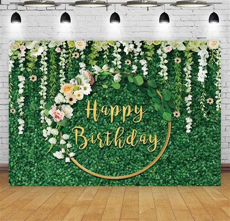 Happy Birthday Backdrop Green Grass Birthday Backdrops For Party Flower