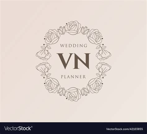 Vn Initials Letter Wedding Monogram Logos Vector Image