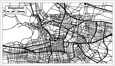 Klagenfurt Austria Mapa De La Ciudad En Blanco Y Negro Color En Estilo Retro Mapa Del Esquema