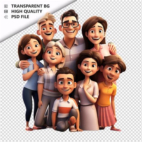 Familia Latina Ansiosa En D Estilo De Dibujos Animados Con Fondo Blanco Archivo Psd Premium