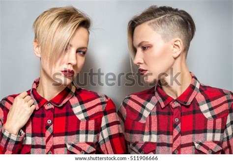 Portrait Fashion Blonde Short Hair Wearing Stock Photo Shutterstock