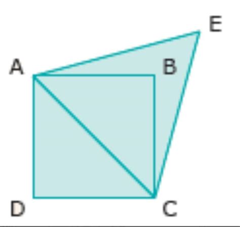 Na figura o triângulo AEC é equilátero e ABCD é um quadrado de lado 2