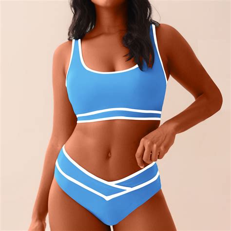 Bzhegqhd Bikini Sets For Women Sexy Clearance Women S High Waisted Bikini Set Sports Two Piece