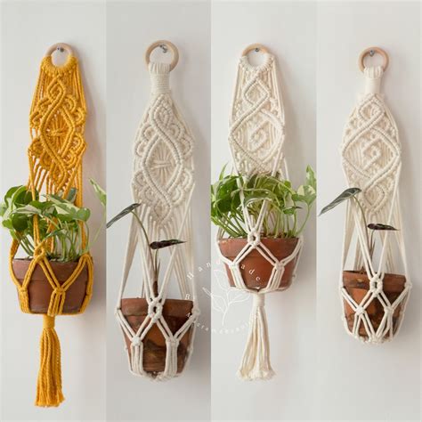 Macrame Plant Hanger No Tassel Hanging Planter No Tail Small Indoor