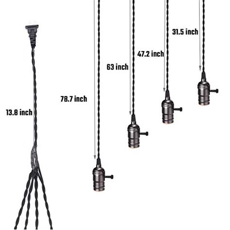 WUYOR Vintage Triple Light Sockets Pendant Light Kit Cord E26