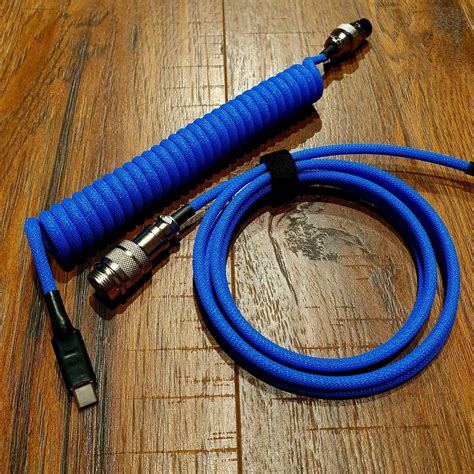 BLUE coiled cable USB C for mechanical keyboards GX16 | Etsy