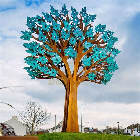 corten steel  brass sculptural tree bamber bridge
