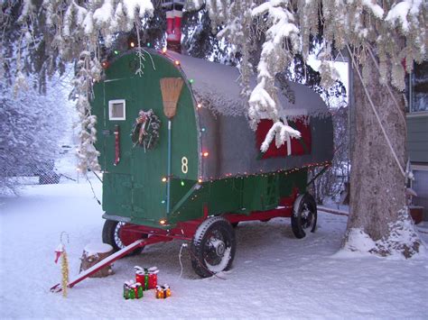 Vintage Christmas Train Cart In Snow