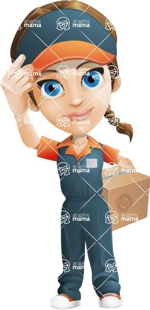 Female Delivery Service Worker Cartoon Vector Character Box Delivery