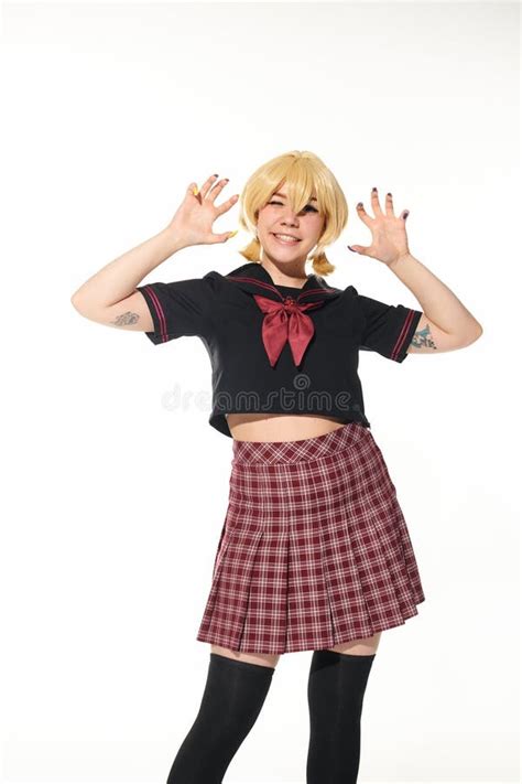 Funny Cosplay Woman In Yellow Blonde Stock Image Image Of Unique Vibrant