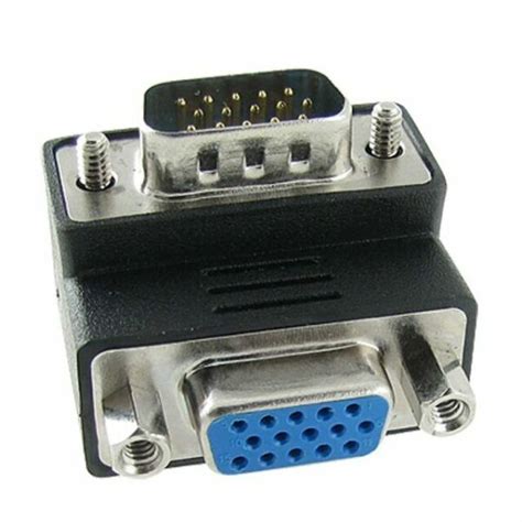 Svga Vga Pin Male To Female M F Degree Right Angle Adapter Cord