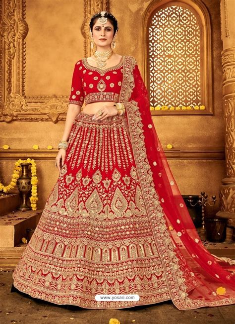 Buy Red Heavy Embroidered Designer Bridal Lehenga Choli Bridal