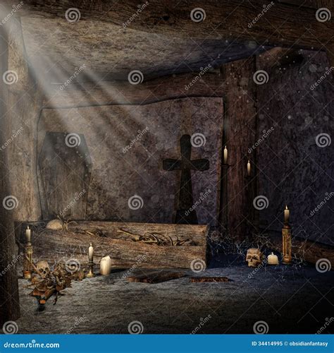 Stone Tomb With Bones Stock Illustration Illustration Of Wooden 34414995