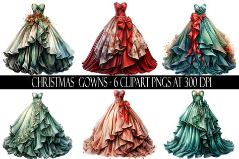Christmas Gown Clipart Graphic By Digital Paper Packs · Creative Fabrica