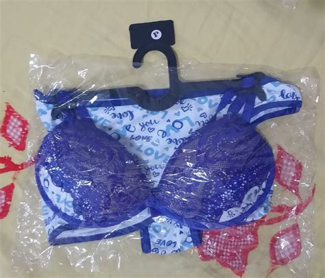 Conjunto De Lingerie Azul E Branco Tamanho P Lingerie Feminina Nunca Usado Enjoei