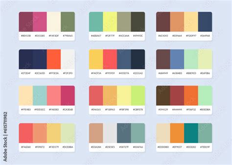 Pantone colour palette catalog samples in rgb hex. Color swatch. Stock ...