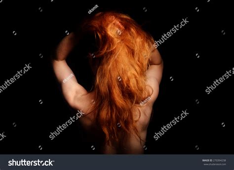 Ginger Nude Woman Standing Back Dark Stock Photo 270394238 Shutterstock