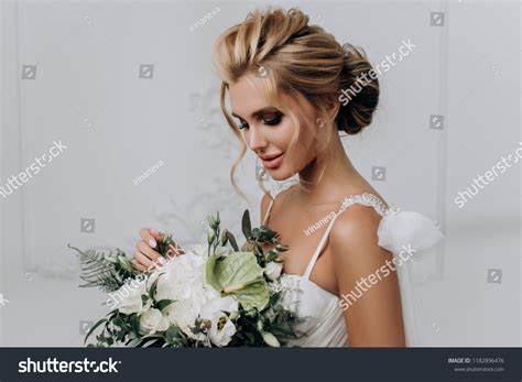 Beautiful Sexy Blonde Bride Posing Wedding Stock Photo 1182896476 Shutterstock