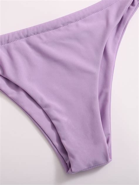 Shein Swim Mod Summer Beach Solid Bikini Set Knot Front Underwire Bra Tie Side Bottom Piece