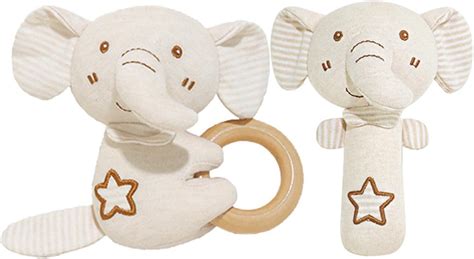 Amazon co jp Promise Babe りんりんスティック ラトル がらがら 象 おもちゃ 赤ちゃん 象さん 布のおもちゃ オーガニックコットン 出産祝い 知育玩具 新生児 子供