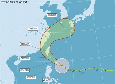 颱風康芮持續增強逼近台灣東南部 暴風圈有擴大趨勢31日籠罩全台