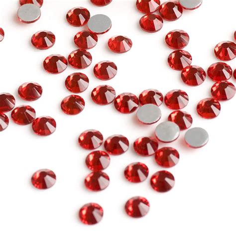 Hf Light Siam All Size Light Red Glass Crystals Flatback Hot Fix Rhinestones For Clothes