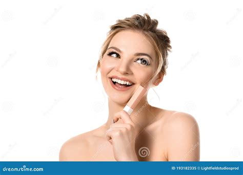 Smiling Naked Beautiful Blonde Woman With Stock Image Image Of Makeup Emotional