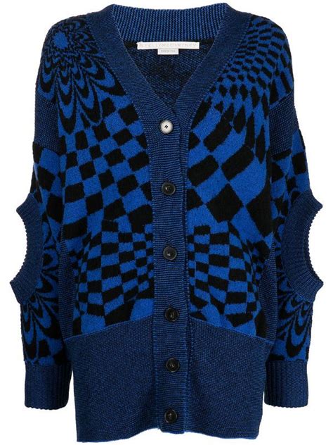 Stella Mccartney Cut Out Checkerboard Pattern Cardigan Farfetch