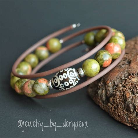 💝 Браслет-талисман на любовь, счастье и успех 💕 из унакита с 21-глазой ...